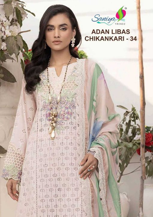 Saniya Trendz Adan Libas Chikankari Vol 34 Cotton Salwar Suit Catalog 4 Pcs - Image 2