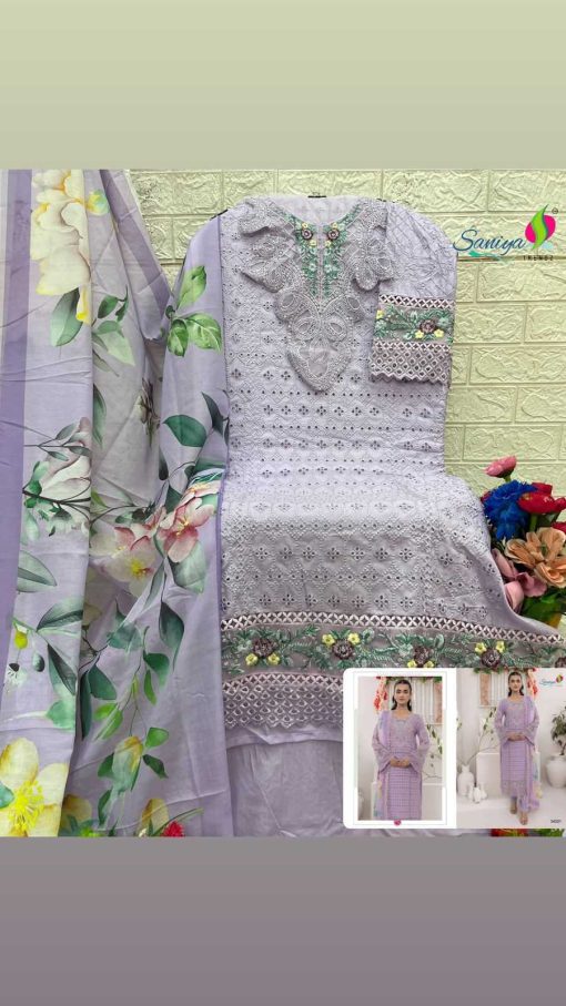 Saniya Trendz Adan Libas Chikankari Vol 34 Cotton Salwar Suit Catalog 4 Pcs - Image 7