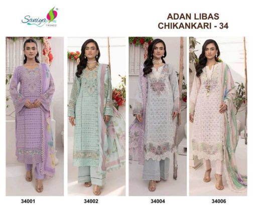 Saniya Trendz Adan Libas Chikankari Vol 34 Cotton Salwar Suit Catalog 4 Pcs - Image 10