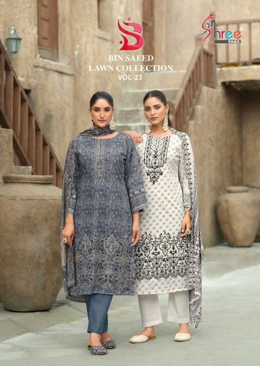 Shree Fabs Bin Saeed Lawn Collection Vol 23 Cotton Salwar Suit Catalog 6 Pcs - Image 2