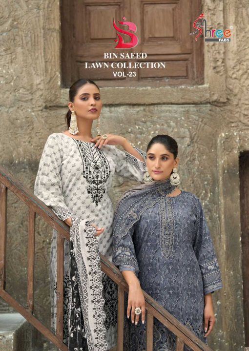 Shree Fabs Bin Saeed Lawn Collection Vol 23 Cotton Salwar Suit Catalog 6 Pcs - Image 20
