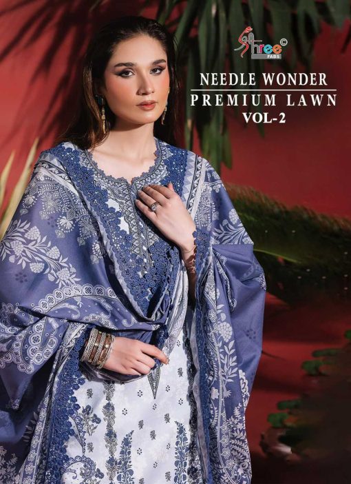 Shree Fabs Needle Wonder Premium Lawn Vol 2 Chiffon Cotton Salwar Suit Catalog 7 Pcs - Image 2