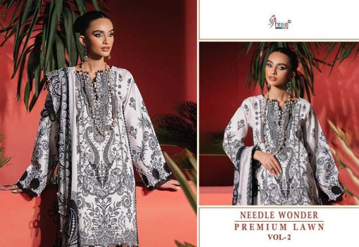Shree Fabs Needle Wonder Premium Lawn Vol 2 Chiffon Cotton Salwar Suit Catalog 7 Pcs - Image 12