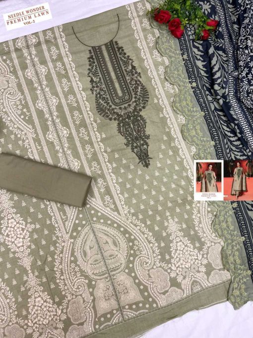 Shree Fabs Needle Wonder Premium Lawn Vol 2 Chiffon Cotton Salwar Suit Catalog 7 Pcs - Image 21