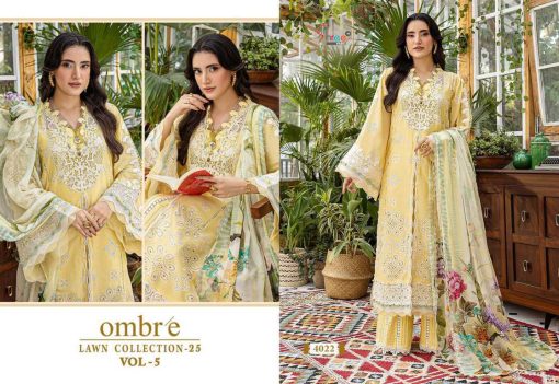 Shree Fabs Ombre Lawn Collection 25 Vol 5 Chiffon Cotton Salwar Suit Catalog 4 Pcs - Image 2