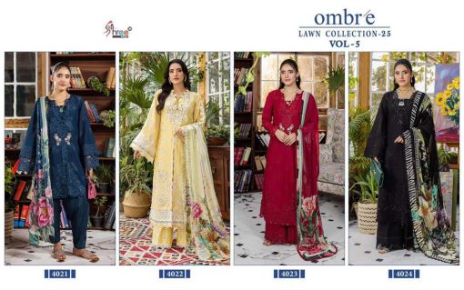 Shree Fabs Ombre Lawn Collection 25 Vol 5 Chiffon Cotton Salwar Suit Catalog 4 Pcs - Image 11