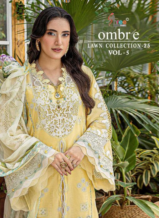 Shree Fabs Ombre Lawn Collection 25 Vol 5 Chiffon Cotton Salwar Suit Catalog 4 Pcs - Image 4