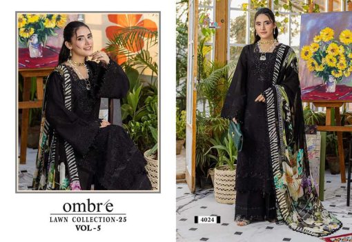 Shree Fabs Ombre Lawn Collection 25 Vol 5 Chiffon Cotton Salwar Suit Catalog 4 Pcs - Image 5