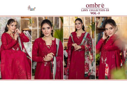 Shree Fabs Ombre Lawn Collection 25 Vol 5 Chiffon Cotton Salwar Suit Catalog 4 Pcs - Image 6