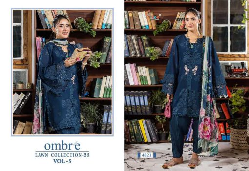 Shree Fabs Ombre Lawn Collection 25 Vol 5 Chiffon Cotton Salwar Suit Catalog 4 Pcs - Image 7