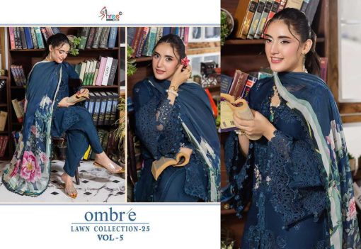 Shree Fabs Ombre Lawn Collection 25 Vol 5 Chiffon Cotton Salwar Suit Catalog 4 Pcs - Image 9