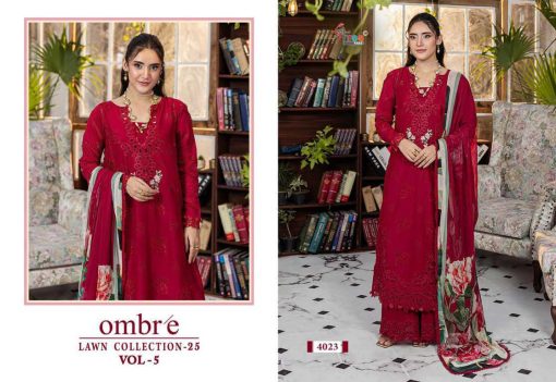 Shree Fabs Ombre Lawn Collection 25 Vol 5 Chiffon Cotton Salwar Suit Catalog 4 Pcs - Image 10