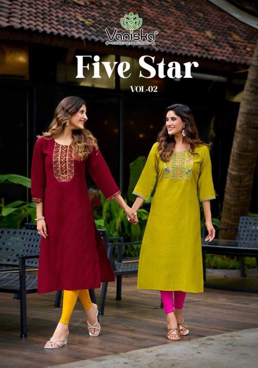 Vaniska Five Star Vol 2 Silk Kurti Catalog 8 Pcs - Image 2
