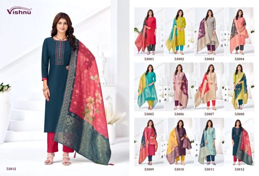 Vishnu Vyomika Vol 2 Silk Salwar Suit Catalog 12 Pcs - Image 13