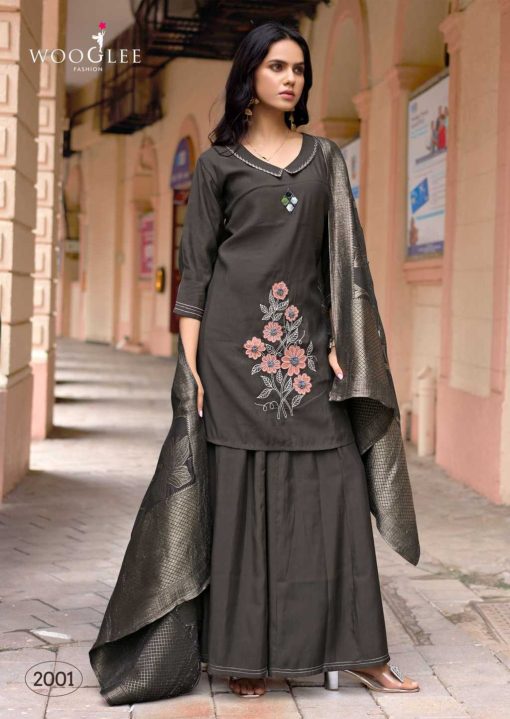 Wooglee Musafir Kurti with Dupatta Bottom Silk Catalog 5 Pcs - Image 3