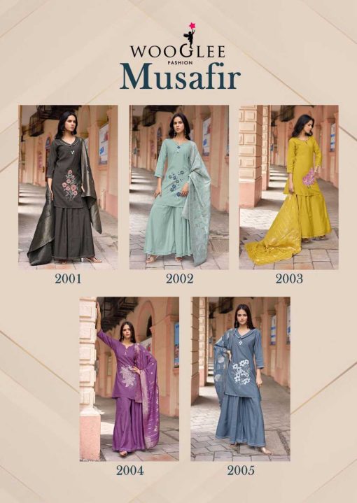 Wooglee Musafir Kurti with Dupatta Bottom Silk Catalog 5 Pcs - Image 8