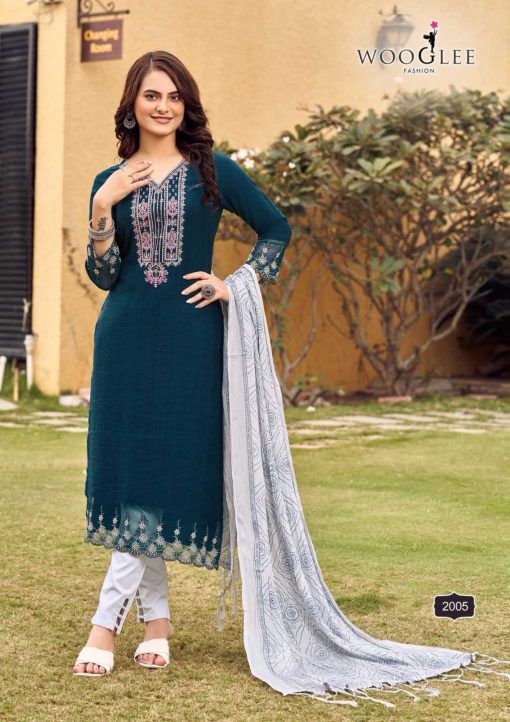 Wooglee Sagaai Kurti with Dupatta Bottom Viscose Catalog 6 Pcs - Image 7
