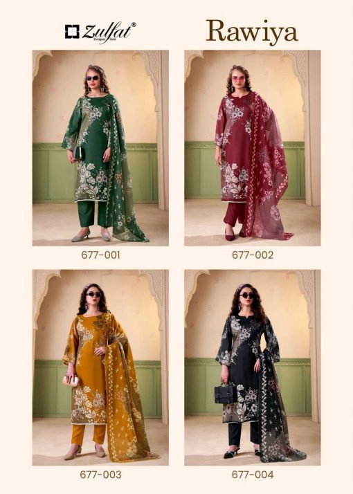 Zulfat Rawiya by Belliza Cotton Salwar Suit Catalog 4 Pcs - Image 9
