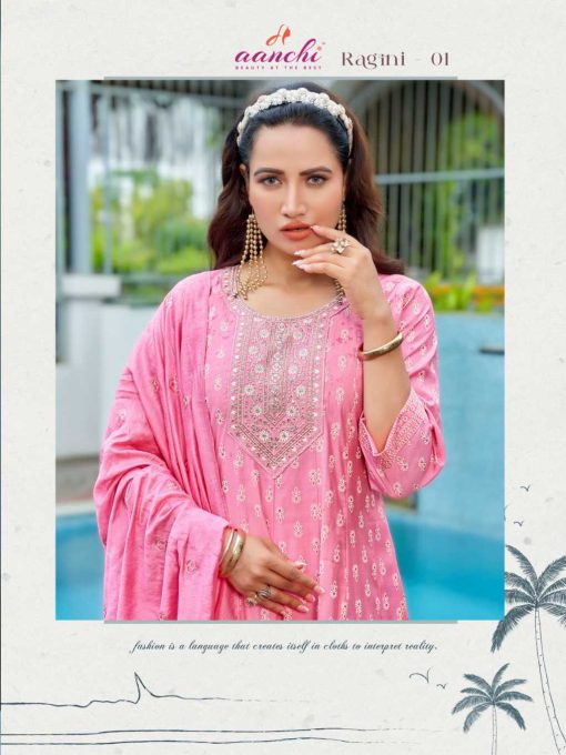 Aanchi Ragini Silk Kurti with Dupatta Bottom Catalog 3 Pcs - Image 4
