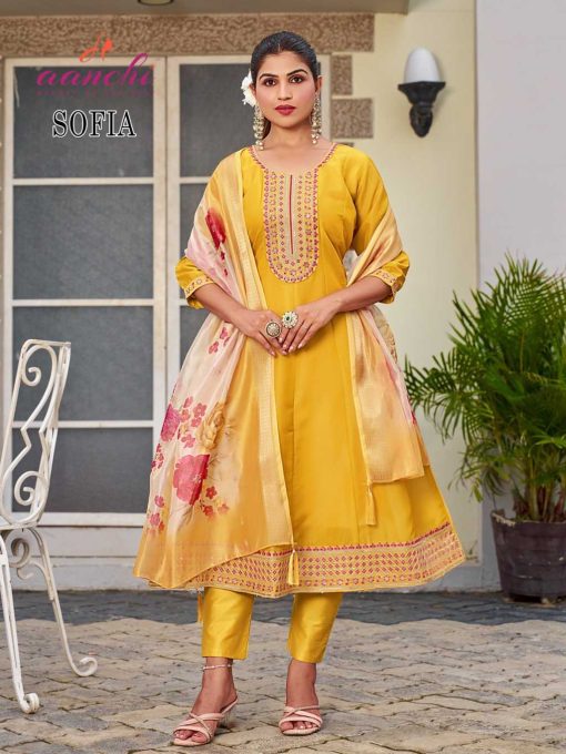 Aanchi Sofia Fancy Kurti with Dupatta Bottom Catalog 3 Pcs - Image 3