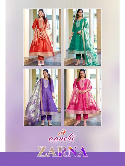 Aanchi Zarna Fancy Kurti with Dupatta Bottom Catalog 4 Pcs - Image 11