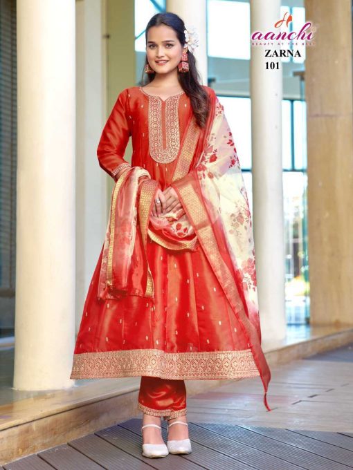 Aanchi Zarna Fancy Kurti with Dupatta Bottom Catalog 4 Pcs - Image 3