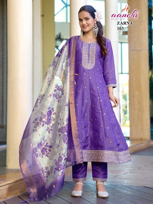 Aanchi Zarna Fancy Kurti with Dupatta Bottom Catalog 4 Pcs - Image 7