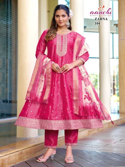 Aanchi Zarna Fancy Kurti with Dupatta Bottom Catalog 4 Pcs - Image 9
