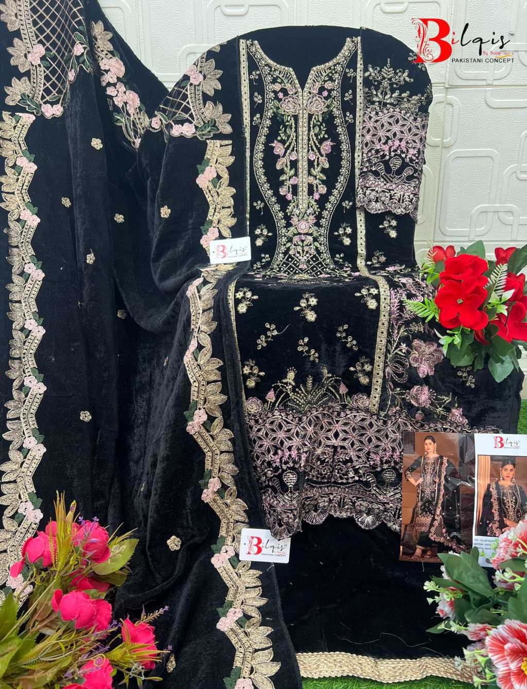Bilqis B 212 A-D Velvet Salwar Suit Catalog 4 Pcs (2) Bilqis B 212 A-D Velvet Salwar Suit Catalog 4 Pcs - Image 3