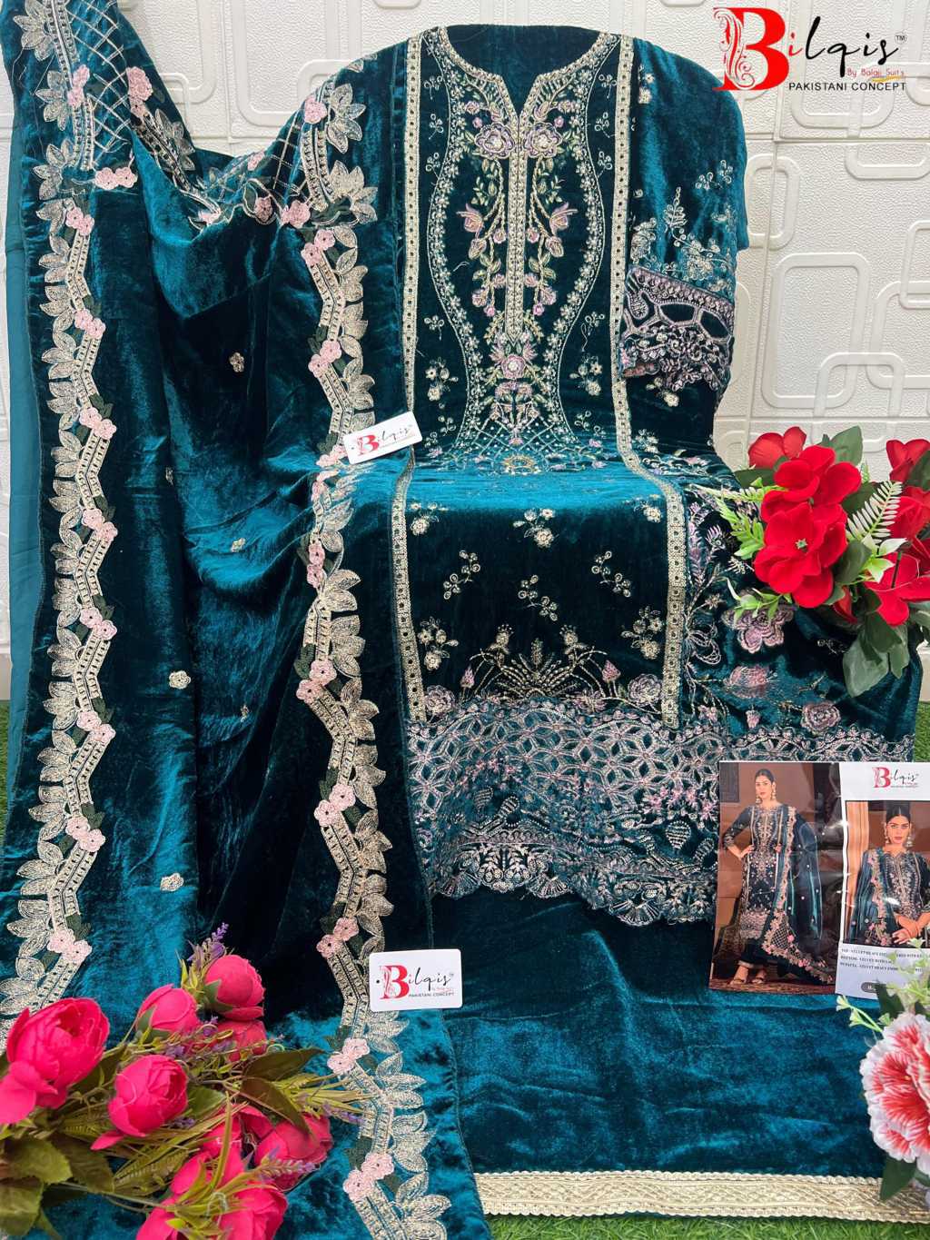 Bilqis B 212 A-D Velvet Salwar Suit Catalog 4 Pcs (4) Bilqis B 212 A-D Velvet Salwar Suit Catalog 4 Pcs - Image 5