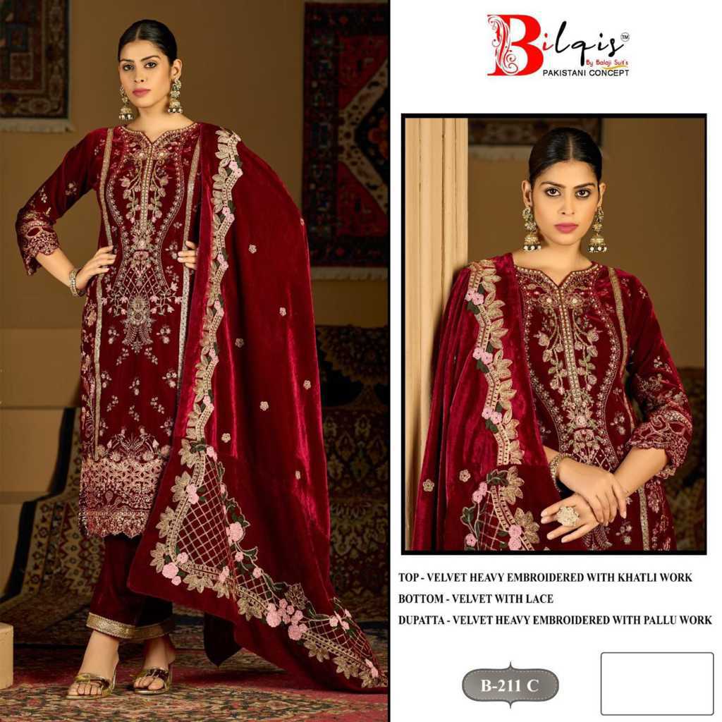 Bilqis B 212 A-D Velvet Salwar Suit Catalog 4 Pcs (5) Bilqis B 212 A-D Velvet Salwar Suit Catalog 4 Pcs - Image 6
