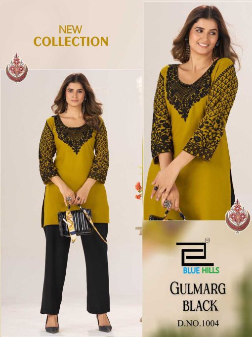 Blue Hills Gulmarg Black Rayon Kurti Catalog 4 Pcs - Image 2