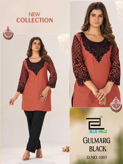 Blue Hills Gulmarg Black Rayon Kurti Catalog 4 Pcs - Image 3