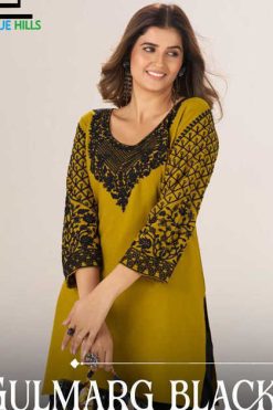 Blue Hills Gulmarg Black Rayon Kurti Catalog 4 Pcs
