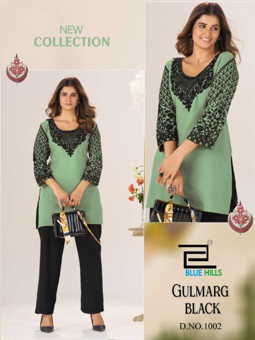 Blue Hills Gulmarg Black Rayon Kurti Catalog 4 Pcs - Image 4