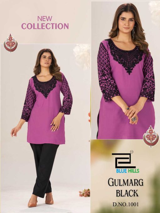 Blue Hills Gulmarg Black Rayon Kurti Catalog 4 Pcs - Image 5