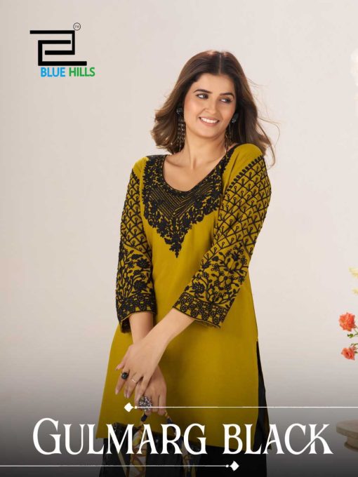 Blue Hills Gulmarg Black Rayon Kurti Catalog 4 Pcs - Image 6