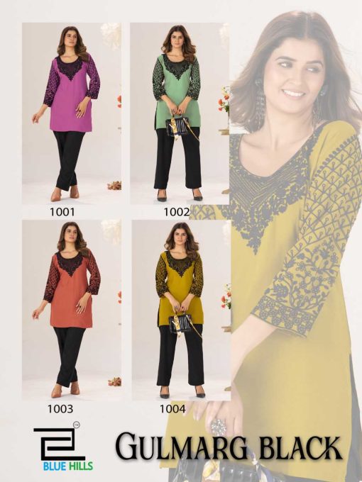 Blue Hills Gulmarg Black Rayon Kurti Catalog 4 Pcs - Image 7