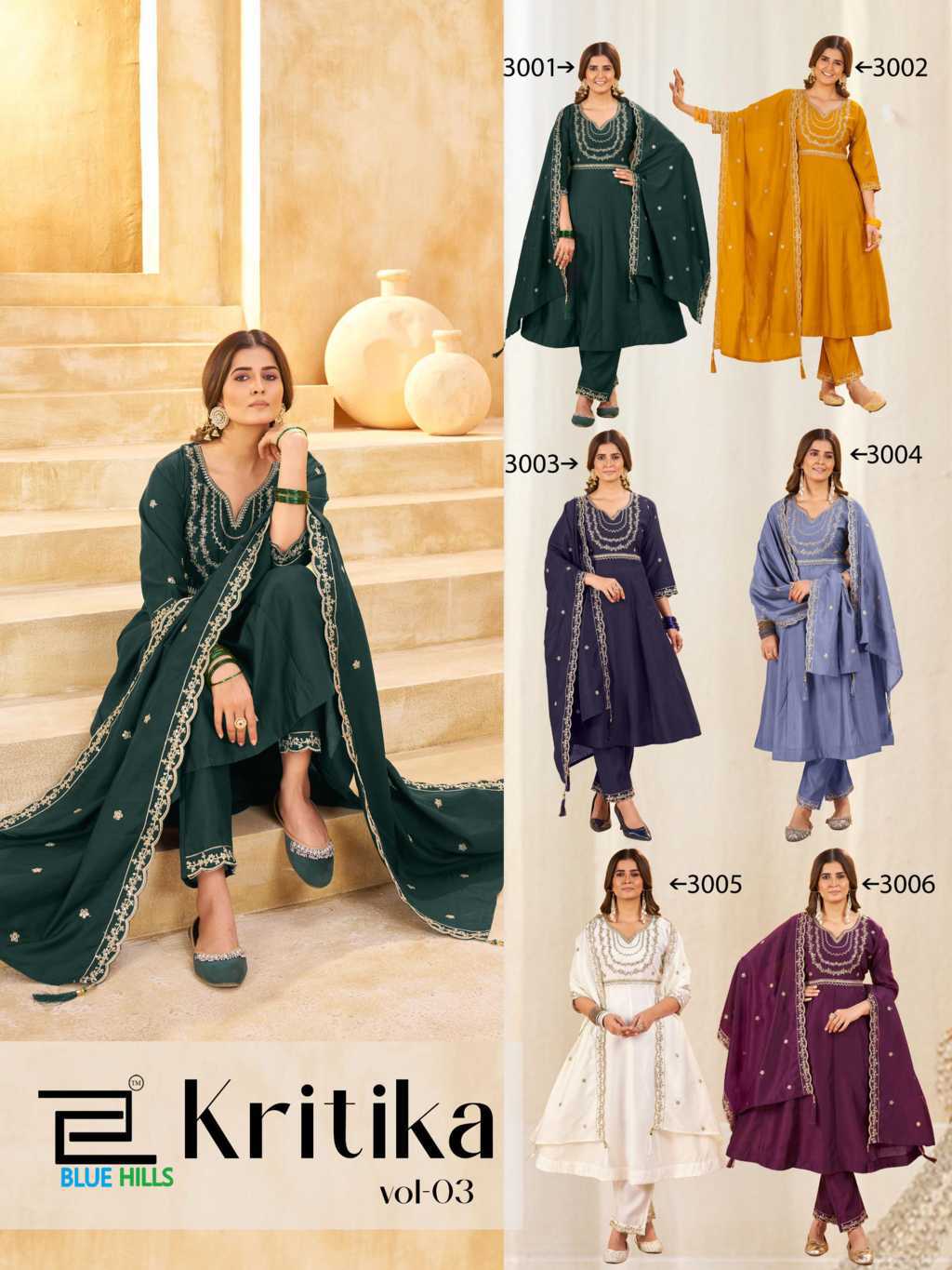 Blue Hills Kritika Vol 3 Kurti with Dupatta Bottom Silk Catalog 6 Pcs (10) Blue Hills Kritika Vol 3 Kurti with Dupatta Bottom Silk Catalog 6 Pcs - Image 11