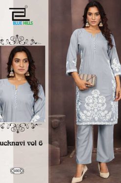 Blue Hills Lucknavi Vol 6 Kurti with Pant Rayon Catalog 4 Pcs