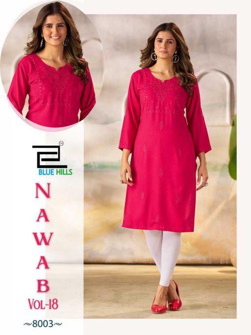 Blue Hills Nawab Vol 18 Rayon Kurti Catalog 4 Pcs - Image 3