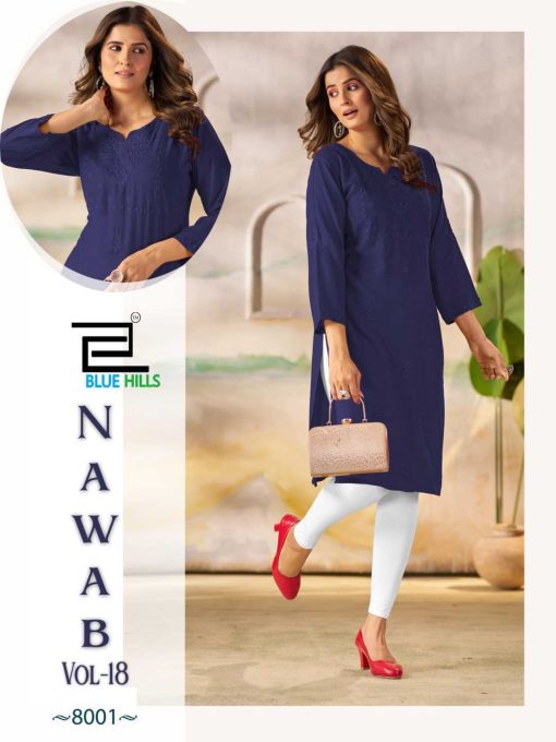 Blue Hills Nawab Vol 18 Rayon Kurti Catalog 4 Pcs - Image 4