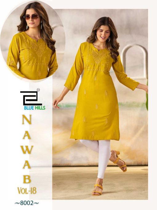 Blue Hills Nawab Vol 18 Rayon Kurti Catalog 4 Pcs - Image 6