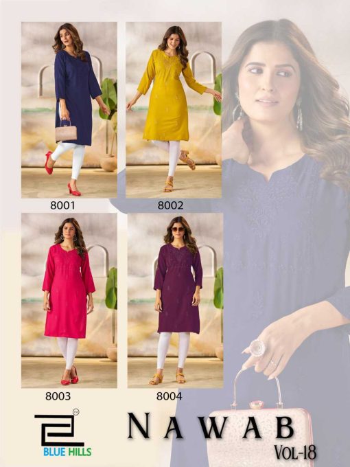 Blue Hills Nawab Vol 18 Rayon Kurti Catalog 4 Pcs - Image 7
