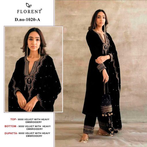Florent DN 1020 A-D Velvet Collection Salwar Suit Catalog 4 Pcs - Image 2