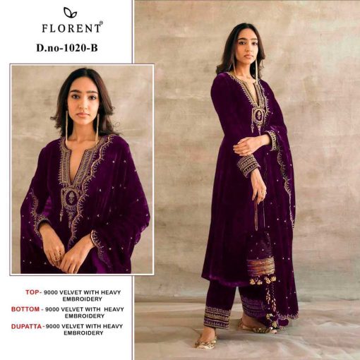 Florent DN 1020 A-D Velvet Collection Salwar Suit Catalog 4 Pcs - Image 3