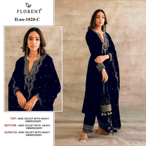 Florent DN 1020 A-D Velvet Collection Salwar Suit Catalog 4 Pcs - Image 4