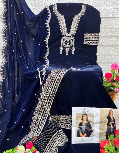 Florent DN 1020 A-D Velvet Collection Salwar Suit Catalog 4 Pcs - Image 6