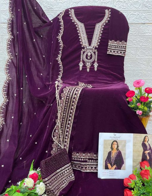 Florent DN 1020 A-D Velvet Collection Salwar Suit Catalog 4 Pcs - Image 7