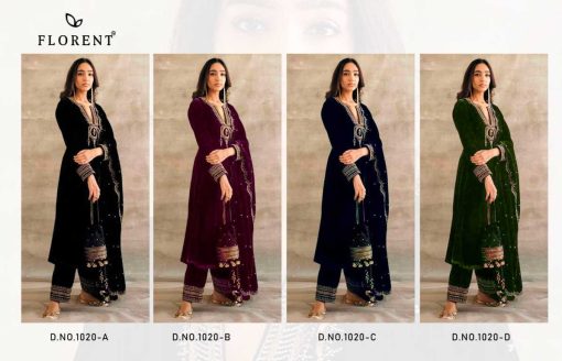 Florent DN 1020 A-D Velvet Collection Salwar Suit Catalog 4 Pcs - Image 10
